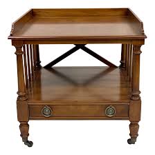 Weston home factory rectangle wood coffee table. Vintage Mahogany Campaign Side Table On Casters Chairish