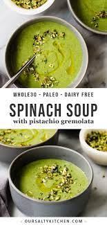 Spinach Potato Soup With Pistachio Gremolata Recipe Light Soups Paleo Soup Recipe Summer Soup Recipes