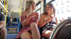 Long upskirt video of gorgeous blonde in train - Voyeurs HD