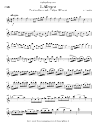 Vivaldi Flautino Concerto In C Major Rv 443 I Allegro Flute Sheet Music Vivaldi Flute Music