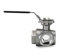 3-Way, T-Type, Stainless Steel Manual Ball Valve - 1/4” up to 2” NPT