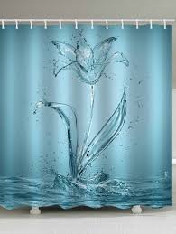 Water Flower Print Waterproof Shower Curtain Shower Curtain Patterned Shower Curtain Christmas Shower Curtains