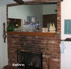 This brick fireplace resurfacing endeavor i decided to take on was incredibly easy! Red Brick Fireplace White Mantel On The Cheap