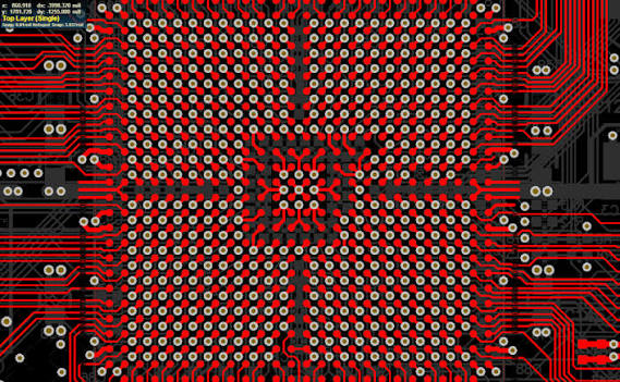 Top view of HDI BGA fanout