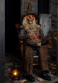 4.8ft Animatronic Swiping Scully The Seated Scarecrow Decoration -Tekky | Halloween Animatronics | Adult | Unisex | Brown/Red | One-Size