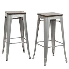Kendall jaden barstools 30 by kosas home set of 2 new wood seat/metal base. Carolina Forge Cormac 30 In Rustic Silver Wood Seat Bar Stool Set Of 2 Th 3016 Slvelm The Home Depot
