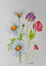 April Birthday Flower Daisy And Sweet Pea Flowers Original Etsy Birth Month Flowers Birth Flower Tattoos Sweet Pea Tattoo