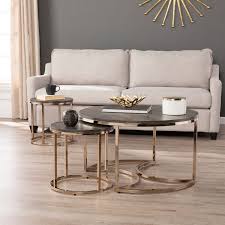 With a broad range of styles in collections featuring a mix of coffee, end, side, sofa, nesting, craft, and console tables, all you have to do is choose the 3 piece living. Silver Orchid Belle Round 3 Piece Nesting Coffee Table Set Overstock 23559241