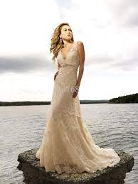 Discountv Neck Lace Champagne Wedding Dress Beach Gown From Zcl168 140 71 Dhgate Com Lace Beach Wedding Dress Online Wedding Dress Wedding Dresses