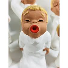 ROT CERAMIC Set of 6 Choir Boy Angels 2 Candleholders Handpainted Germany