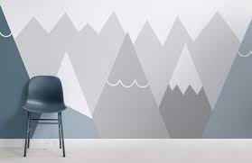 For anyone looking to completely makeover their kid's room, update the playroom, or add an accent wall this project is perfect for you. Kids Blue Grey Mountains Wallpaper Mural Hovia Ca
