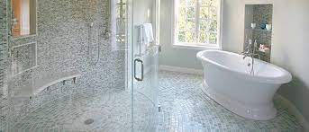 Glass tiles can also be done in deep blues and greens, which are near black in color. Shower Floor Tile Walk In Shower Tile Ideas Www Westsidetile Com