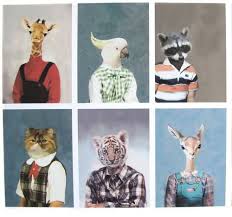 Collection Of Animals Wearing Clothes Art Animal Heads Animals Animal Fashion