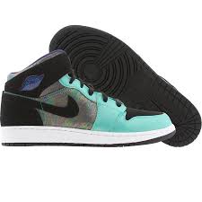 Black And Turquoise Jordans 1 Air Jordan 1 Retro Mid Atomic Teal Black Ultra Violet White 555112 309 79 99 Sneakers Fashion Shoes Sneakers