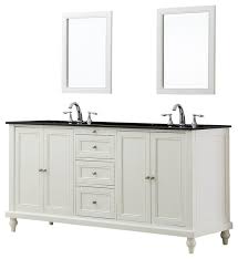The door fronts have a hand painted faux embossed design. Classic 70 Vanity Pearl White Black Granite Top Transitional Bathroom Vanities And Sink Consoles By Direct Vanity Sink Houzz