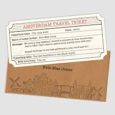 Amsterdam Personalised Travel Ticket And Envelope Amsterdam Etsy In 2020 Personalized Travel Travel Tickets Personal Cards