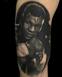 The resolution of png image is 415x550 and classified to rose tattoo ,flower tattoo ,tattoo. Tattoo Done By Jumilla Olivares Bambamsi Com Miketyson Tyson Boxeo Mike Tyson Tattoo Portrait Tattoos