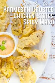 Baked Parmesan Crusted Chicken Strips Lowcarbingasian Recipe Crusted Chicken Parmesan Crusted Chicken Parmesan Crusted