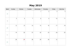 Get Editable May 2019 Calendar Template Blank Word Landscape A4 Page To Print Calendar Template Calendar Printables Template Printable