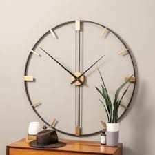 Black And Gold Wall Clock Camden 41 Wide Black And Gold Modern Open Wall Clock In 2020 Wall Clock Design Wall Clock Modern Wall Clock