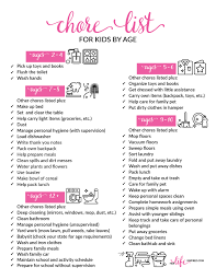 Chore List For Kids By Age Her Life Inspired