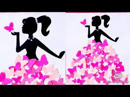 Diy Room Decor Ideas Making Girl With Butterfly Dress Wall Decor With In 2021 Diy Paper Butterfly Crafts Paper Crafts
