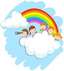 تصميم اطفال فوق السحاب مع قوس قزح sunday school crafts for kids happy kids school murals