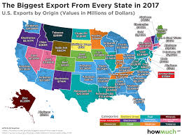 Mapa de usa por estados. Mapa Las Mayores Exportaciones De Estados Unidos Por Estados