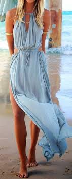 Summer Outfits Womens Fashion Clothes Style Apparel Clothing Closet Ideas Long Maxi Light Blue Dress Beach Colorful Fashion Style Maxi Dress Fashion
