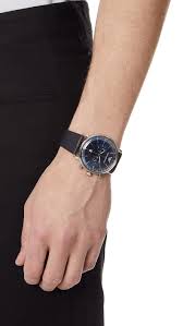 Great selection of classic and the most popular styles and brands of mens watches. Emporio Armani Leather Aviator Watch 43mm In Black Blue Blue For Men Lyst
