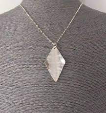 Silver diamond shape necklace pendant. Sterling Silver Hammer Textured Diamond Shape Necklace Beaten Etsy