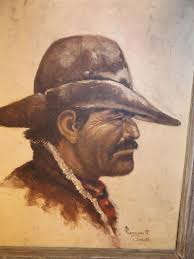 Original Texas Jack Western Cowboy Oil Painting Margarett Smith Ok Corral  Earp