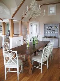 White Chairs Wood Tables Bamboo Dining Chairs Rustic Farmhouse Dining Table Transitional Dining Room