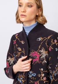 Embroidered wool coat clearance