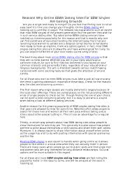 Once you know how to identify potential matches, you'll need to make a connection with them. Doc Reasons Why Online Bbws Dating Sites For Bbw Singles Are Gaining Grounds Jucy Shawn Academia Edu