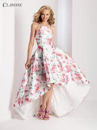 Clarisse 3564 Halter Neckline High-low Formal Dress High Low Prom Dresses Floral Prom Dresses Prom Dress Couture