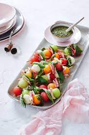 Melon Skewers Christmas Food Dinner Starters Recipes Dinner Party Easy Starters Dinner Party