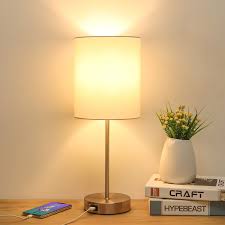 Enjoy free shipping on most stuff, even big stuff. Usb Bedside Table Lamp 3 Way Dimmable Touch Lamp Modern Nightstand Lamp With Round Fabric Lampshade Metal Base Ambient Light For Bedroom Office Guest Room Dorm 6w 2700k Led Edison Bulb Included Buy
