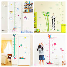 us 3 63 20 off cartoon animals growth chart wall stickers for kids room home decoration panda owls mural art boys girls height measure decals in