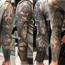 Get that new ink done by a professional tattoo artist in your area today. Star Wars Black And Grey Sleeve Done By Justin Marsh Autograf Tattoo Jacksonville Fl Tattoos