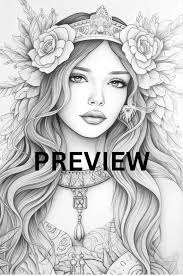 Boho Fairies Adult Coloring Pages, 10 Digital Downloads, Beautiful  Portraits, Grayscale Coloring Page, Boho Women Coloring Page