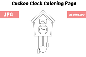 Cuckoo clock coloring page printable coloring page, free to download and print. Cuckoo Clock Coloring Page For Kids Graphic By Mybeautifulfiles Creative Fabrica
