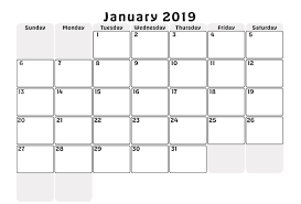 Blank Calendar January 2019 Excel In 2020 Blank Calendar Calendar Bullet Journal Print