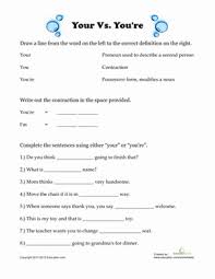 Your and you're homophone worksheets. Your Vs You Re Worksheet Education Com Grammar Worksheets Writing Checklist Grammar Instruction