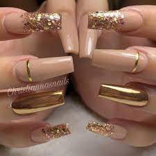 Birthday Slay Using Daily Charme Bronze Chrome Chromenails Rosegoldnails Glitternails Acrylicnails Notpo Gold Acrylic Nails Rose Gold Nails Gold Nails