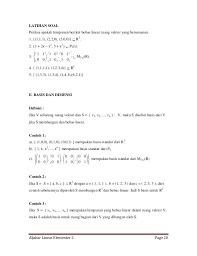 Jika ada penyelesaian lain (non trivial), maka s dikatakan tak bebas linier. Bahan Ajar Alin 2 Rev 2014 Pdf