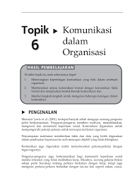 Mengapa komunikasi penting dalam suatu organisasi ? Topik 6 Komunikasi Dalam Organisasi