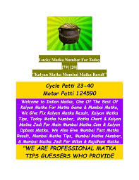 Indianmatka Matka Tips And Matka Results For Kalyan Matka