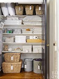 This is exactly how you should organize your linen closet. Organize A Linen Cabinet Or Closet Better Homes Gardens