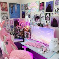 Autofull Pink Gaming Chair With Bunny Gamer Room Decor Game Room Design Kawaii Room